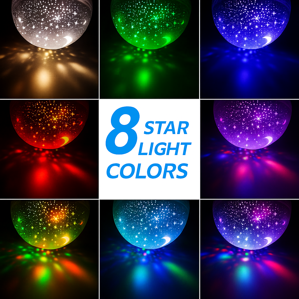 Star Lights Decoration Rotating Moon Night Light Lamp Projector.